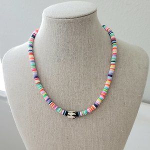 African Vinyl Heishi Multi-Colored 16" Necklace 🏳️‍🌈 Handmade